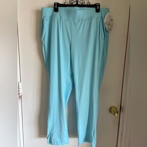 Greg Norman Collection NWT Women's Sky Blue Track Pants, 2 sides/ 1 zip back.